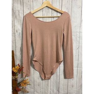 F21 Long Sleeve Bodysuit Blush Pink Medium